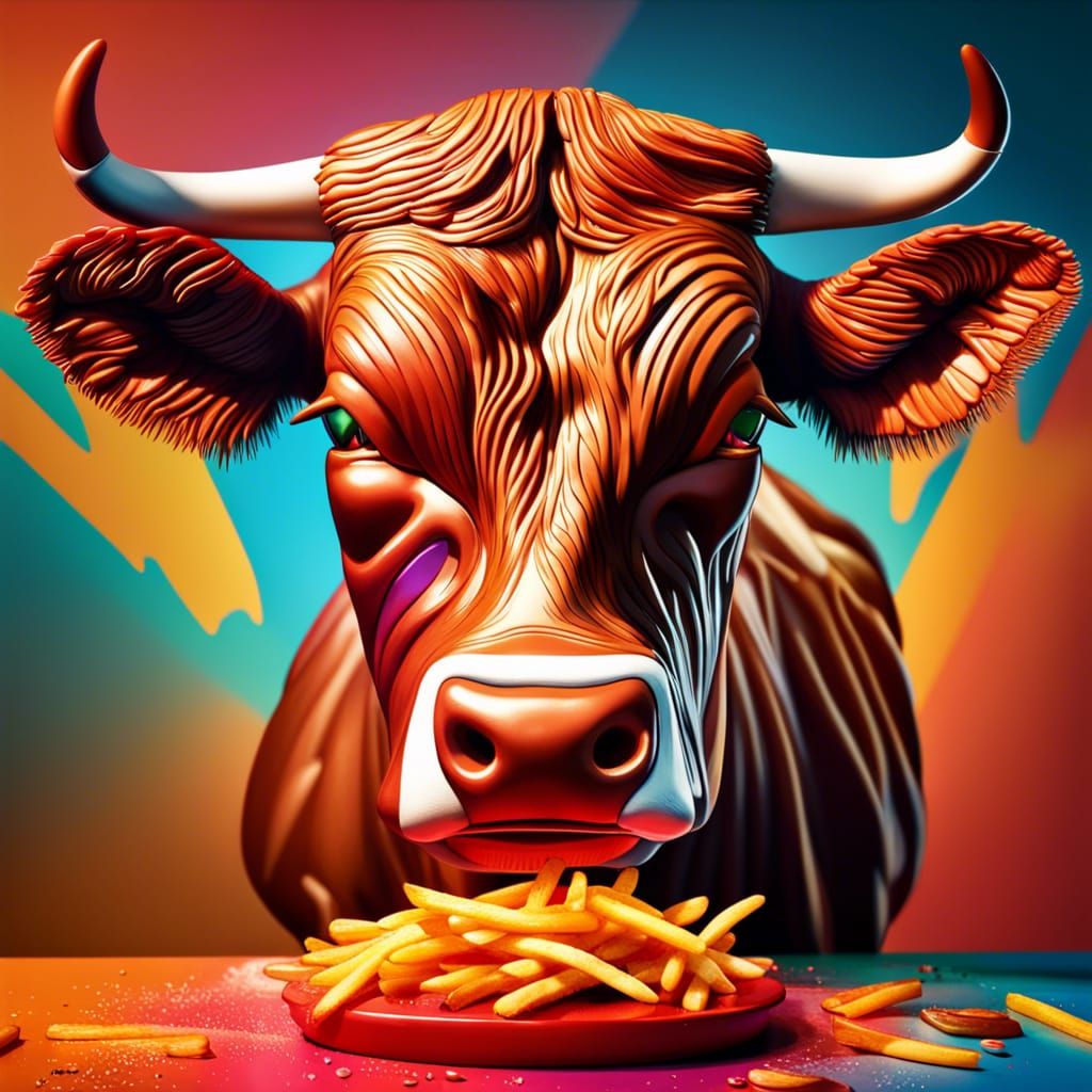 Hyperrealistic Beef with Fries Concept Art