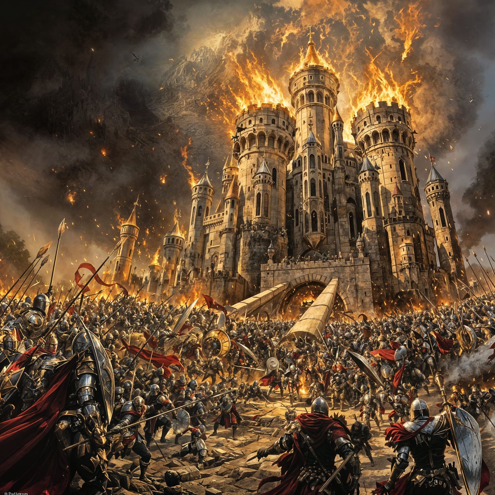 Fantasy Army Besieges Magnificent Castle