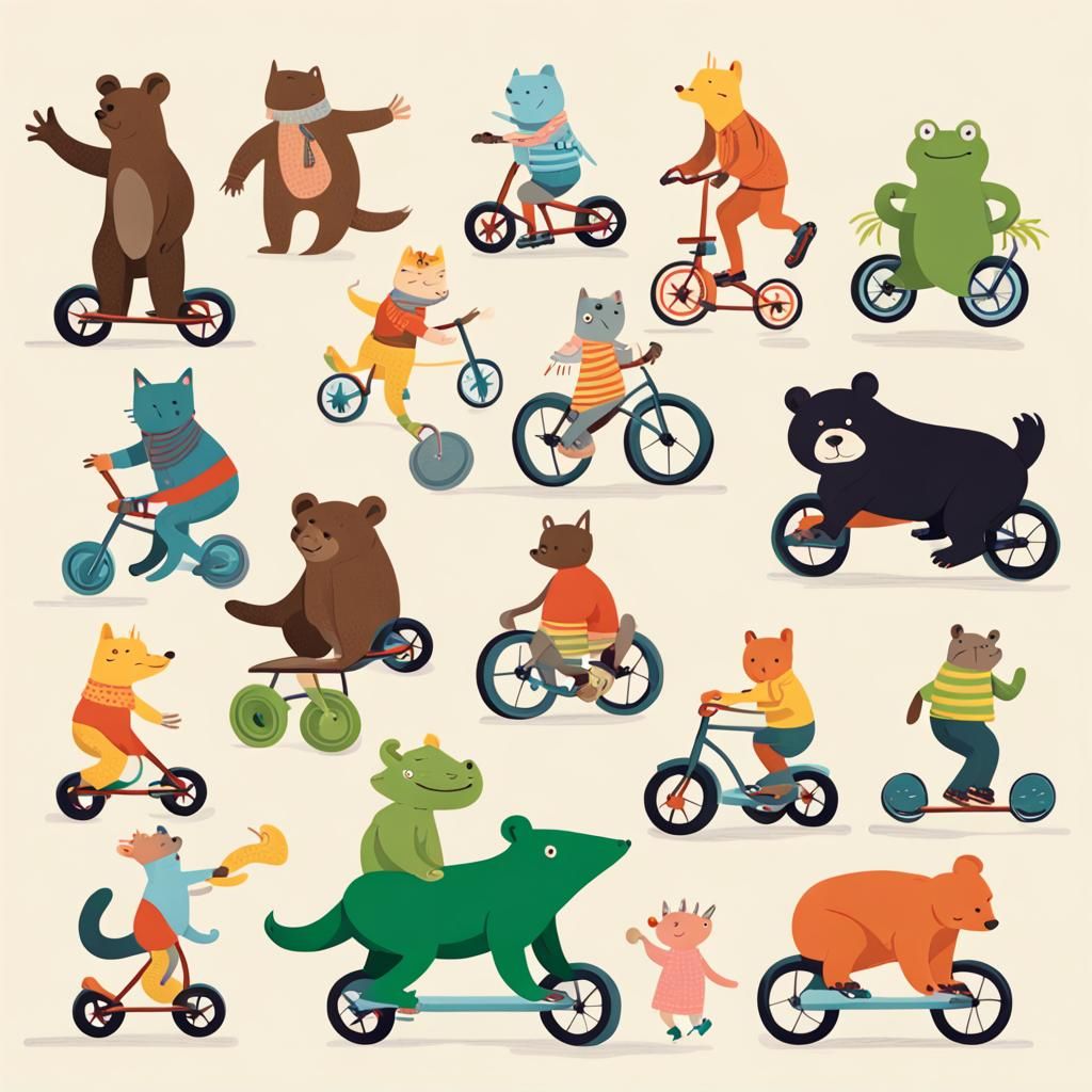 Animals Having Fun with Wheels and Transport