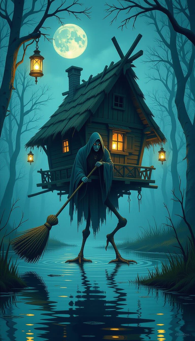 Baba Yaga’s crooked wooden hut.