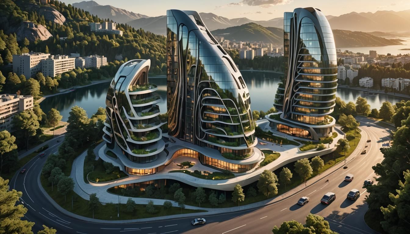 Zaha Hadid-Inspired Architecture in Hyperrealistic Rendering