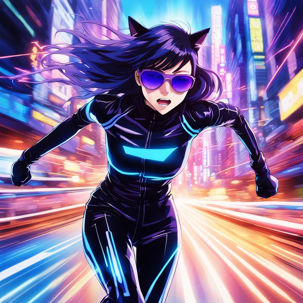 Anime Superhero Running at Super Speed