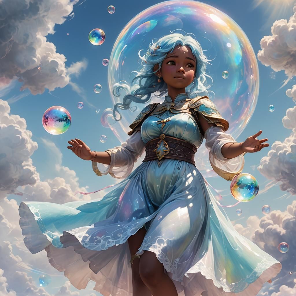 Air Genasi Shimmers in Dreamy Fantasy Art