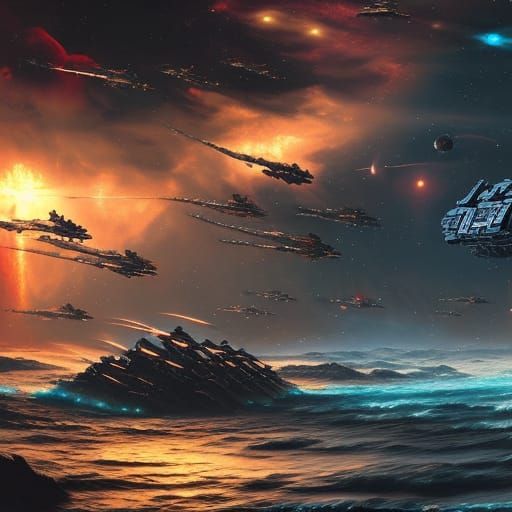 Photorealistic Warhammer 40k Space Battle in HD