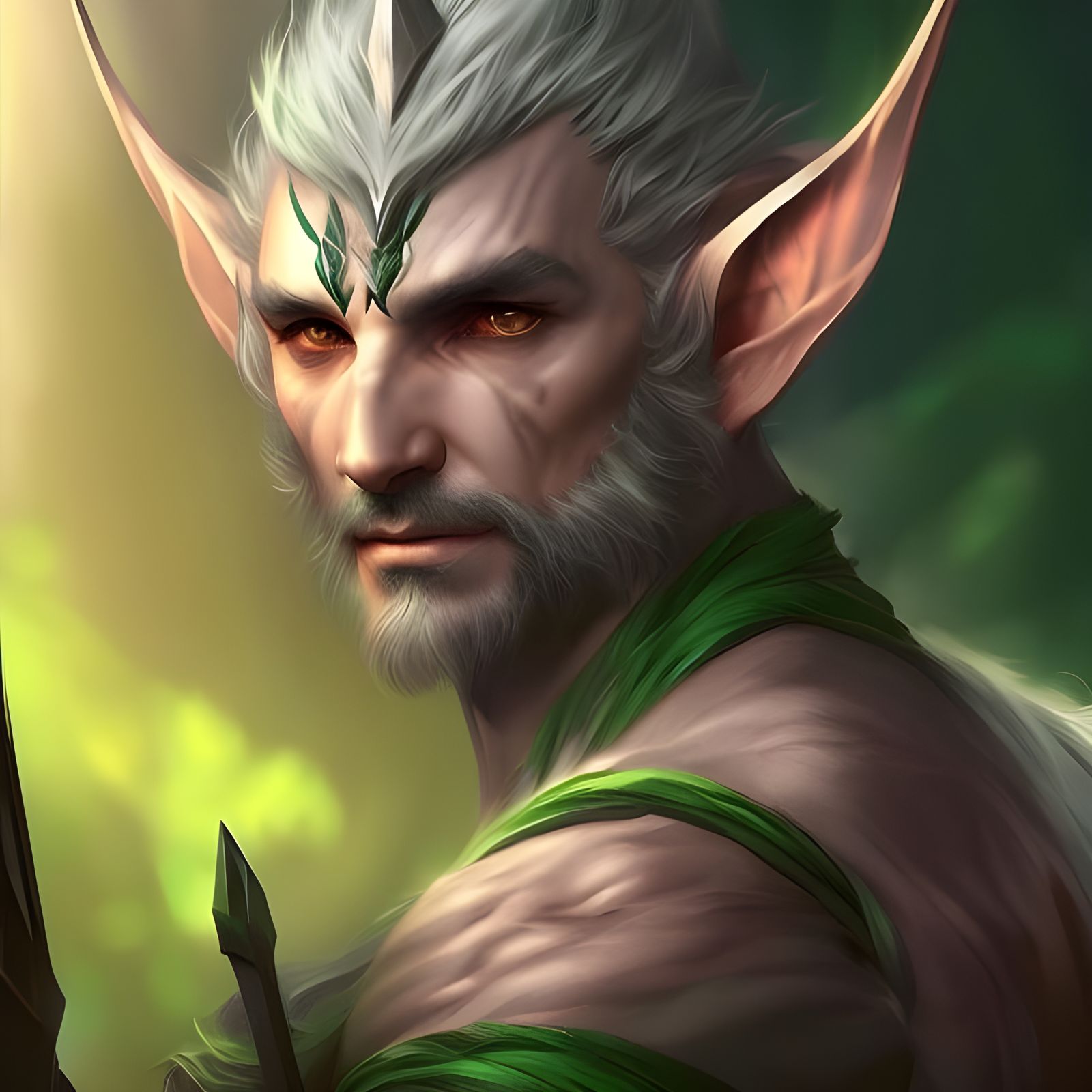 Fantasy Elf Druid Portrait in Digital Art Style