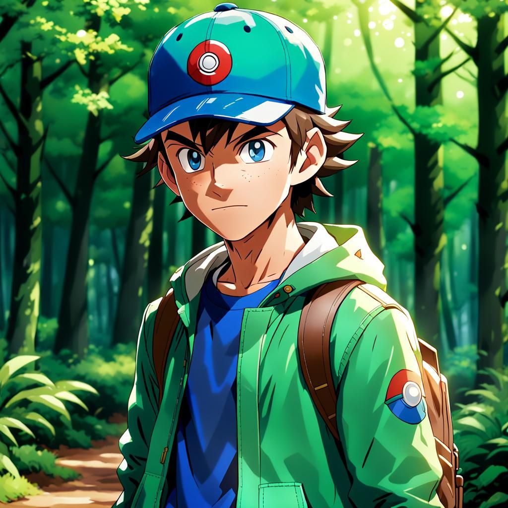 Anime Manga Scan of Pokemon Trainer with Blue Hat