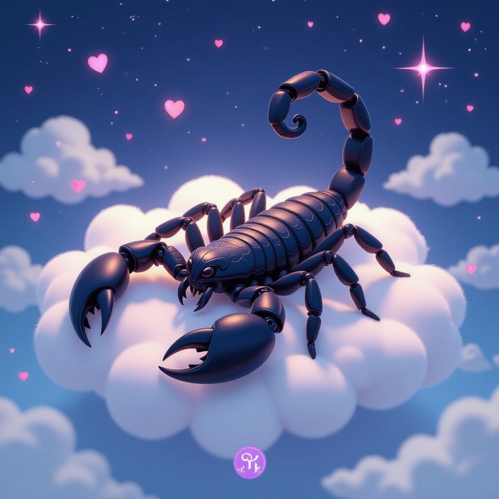 Black Scorpion on Cloud in 3D Anime Style