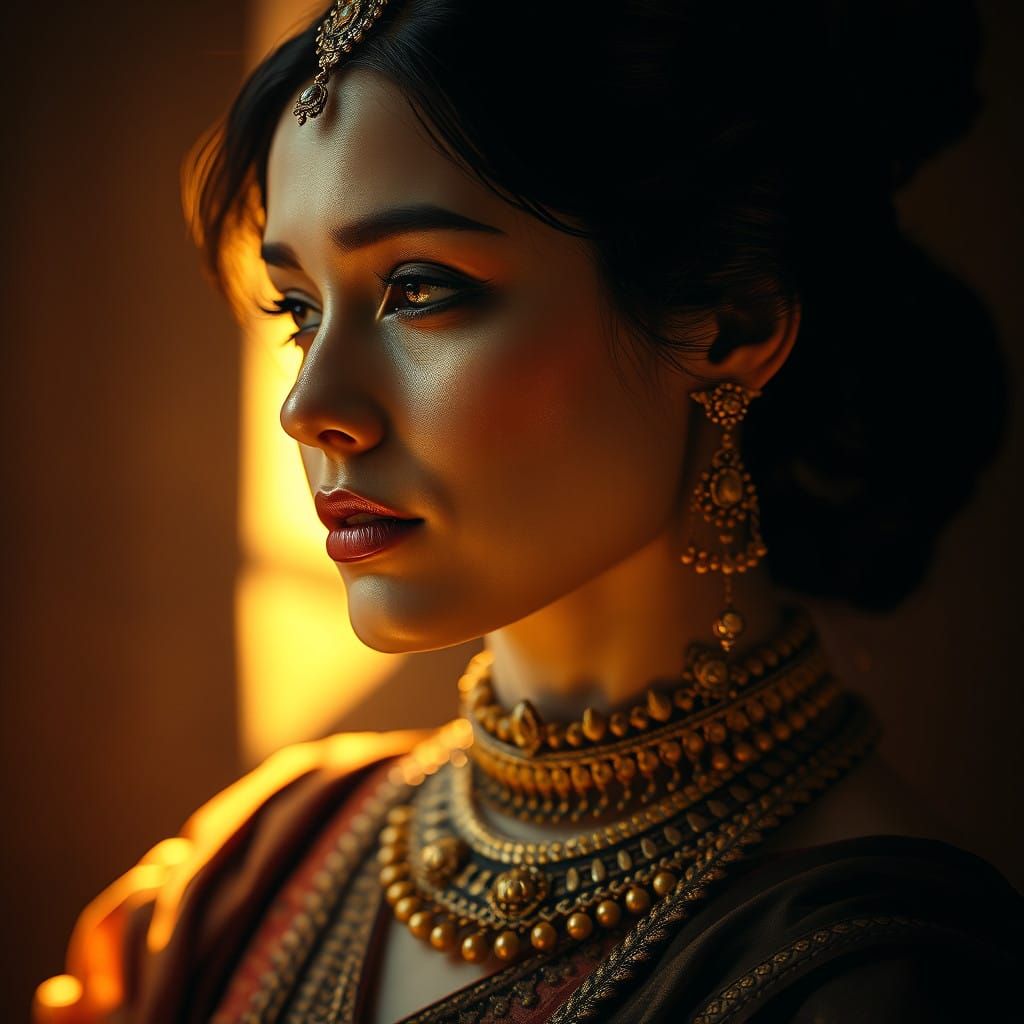 Regal Woman in Warm Sepia Tones