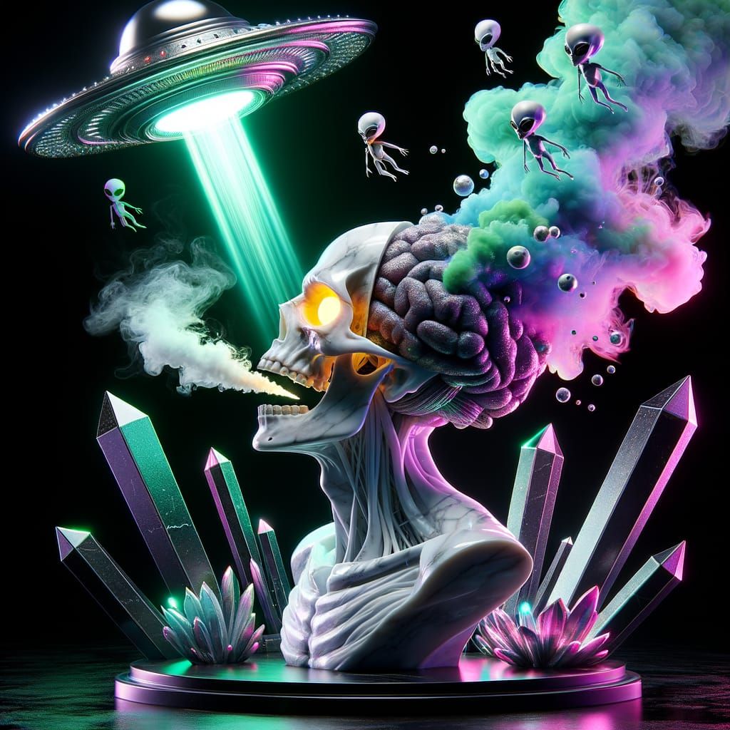 Ethereal Alien Bust in Futuristic Digital Art