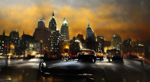 Philadelphia in Hyperreal Film Noir Style