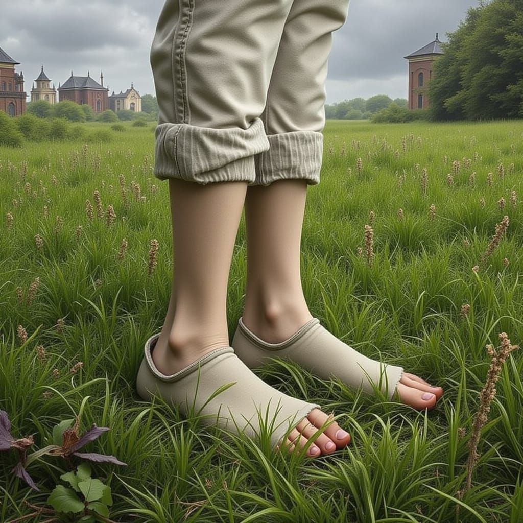 Barefoot in the Grass: Fantasy Landscape in Green and Turquo...