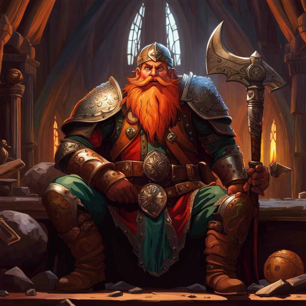 Dwarf Cleric in Gothic Cel-Shaded Twilight