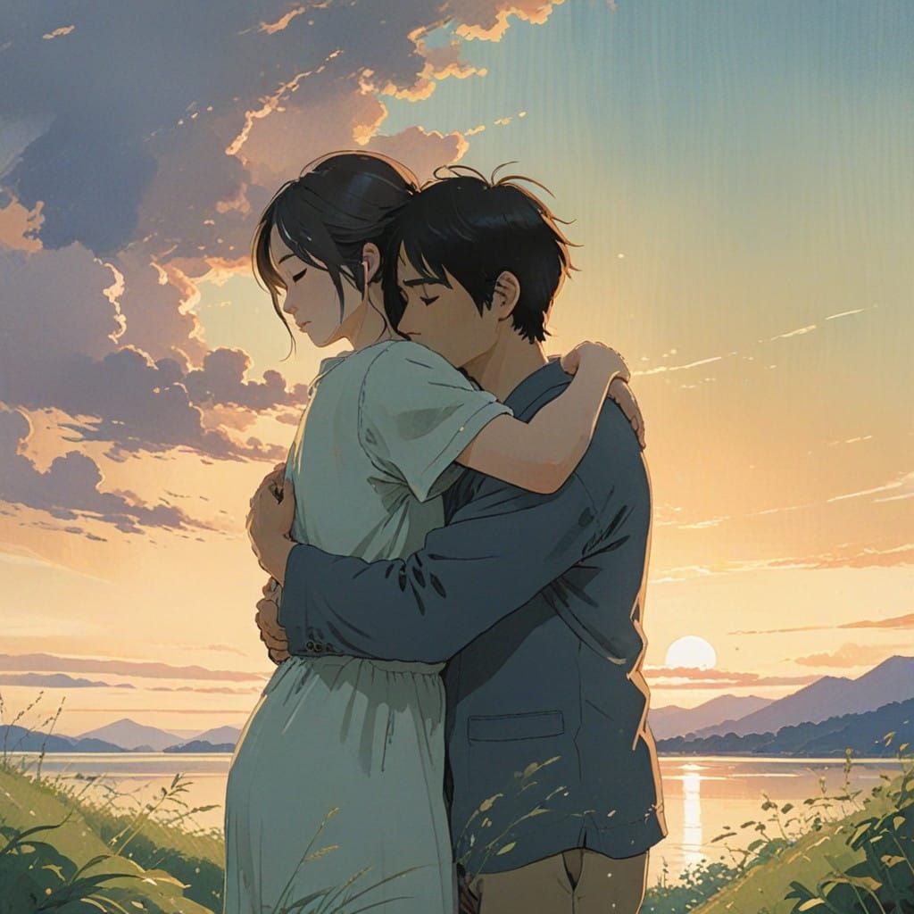 Tender Embrace in Soft Focus