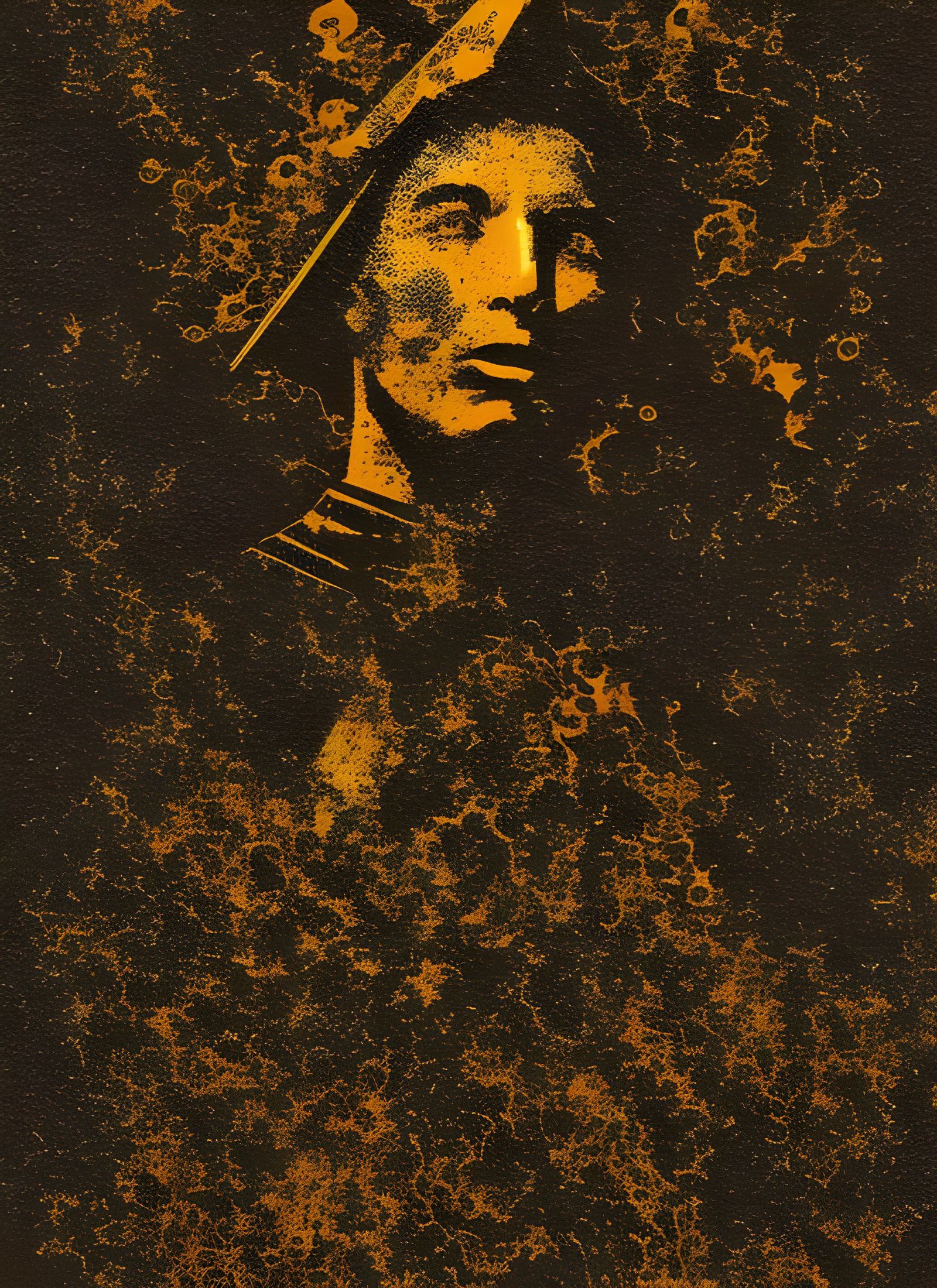 Punk Rock Scene with Exploding Helmet in Gouache