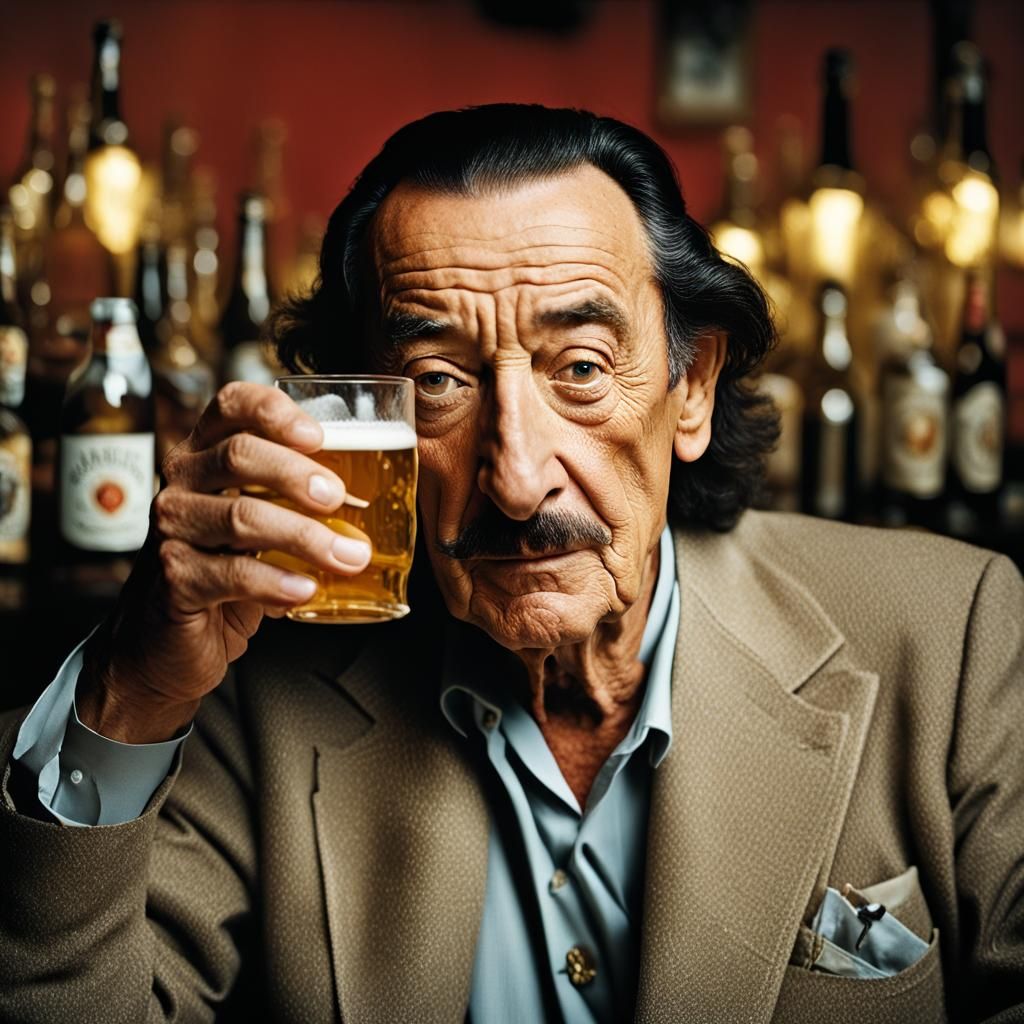 Salvador Dali Portrait in a Bar, Professional Photography