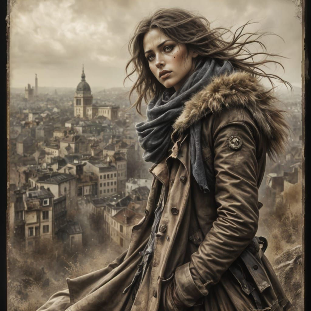 Maiden of the Post-Apocalyptic Wasteland in Sepia Realism