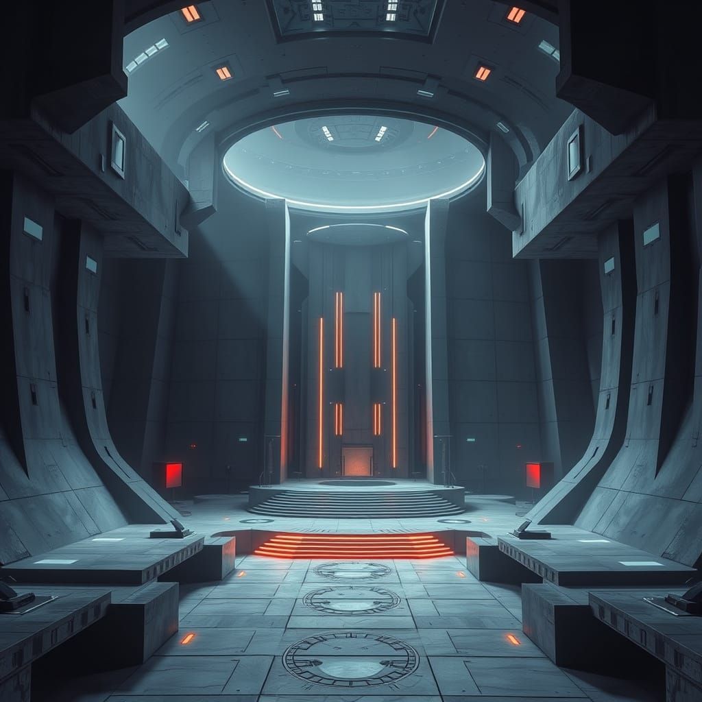 Futuristic Global Control Center in Brutalist Style