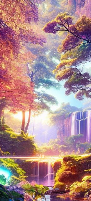 Mystical Forest Cave Entrance at Night