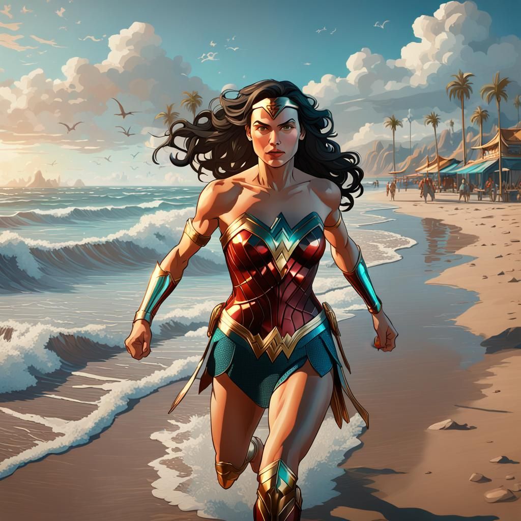 Wonder Woman on Vacation: Hyperdetailed Concept Art