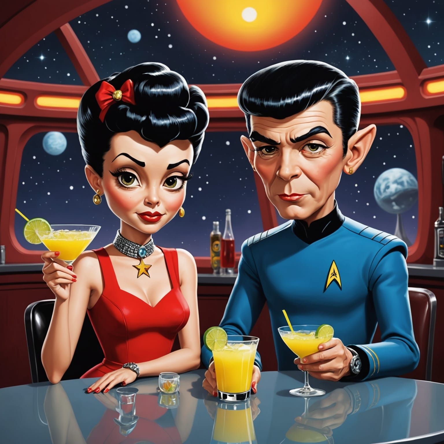 Betty Boop and Spock Share a Margarita