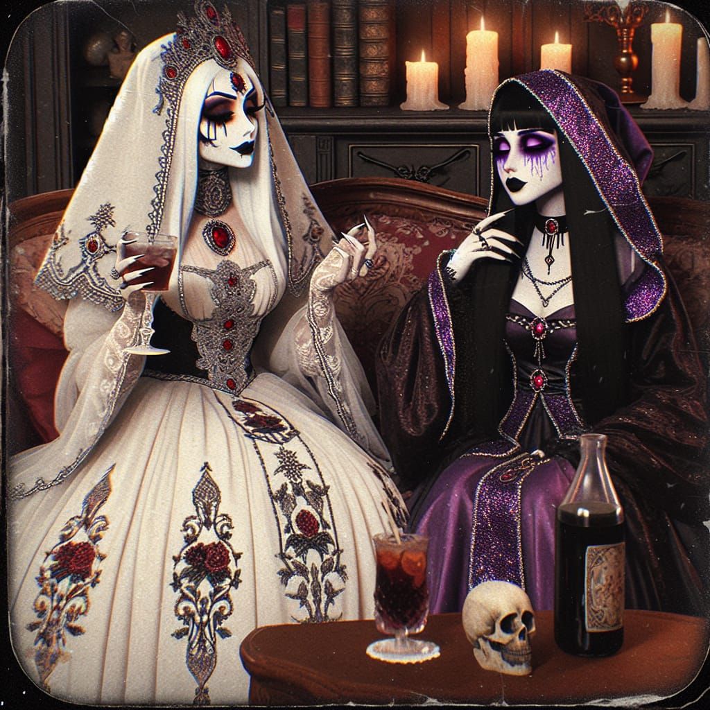 Eerie Parlor Scene in Vintage Cartoon Style