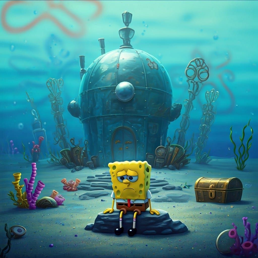 SpongeBob Mourns at Krusty Krab Memorial in 3D