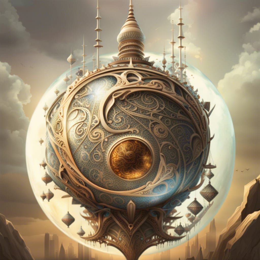 Intricate Spiral Encased in Crystalline Sphere