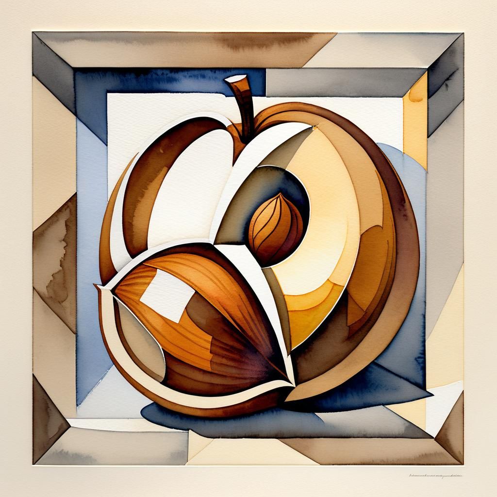 Hazelnut abstract cubism art,  Banksy