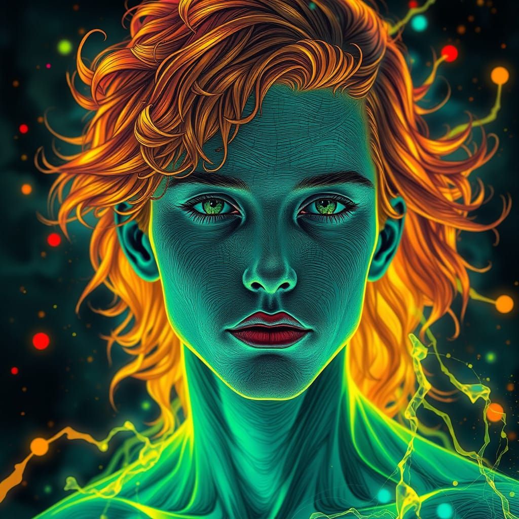 Hyperdetailed Portrait in Art Nouveau Futurism