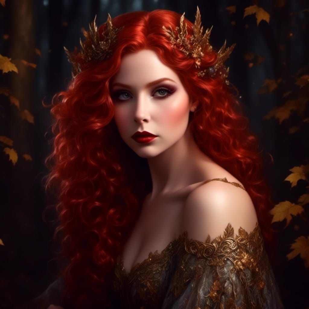 Red-Haired Hedge Witch Forest Ruler Portrait