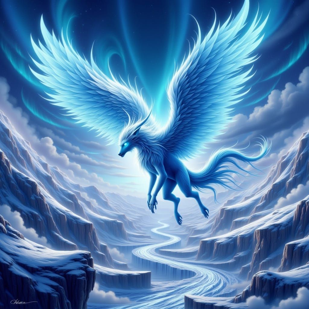 Majestic Griffin Soars Through Aurora Borealis