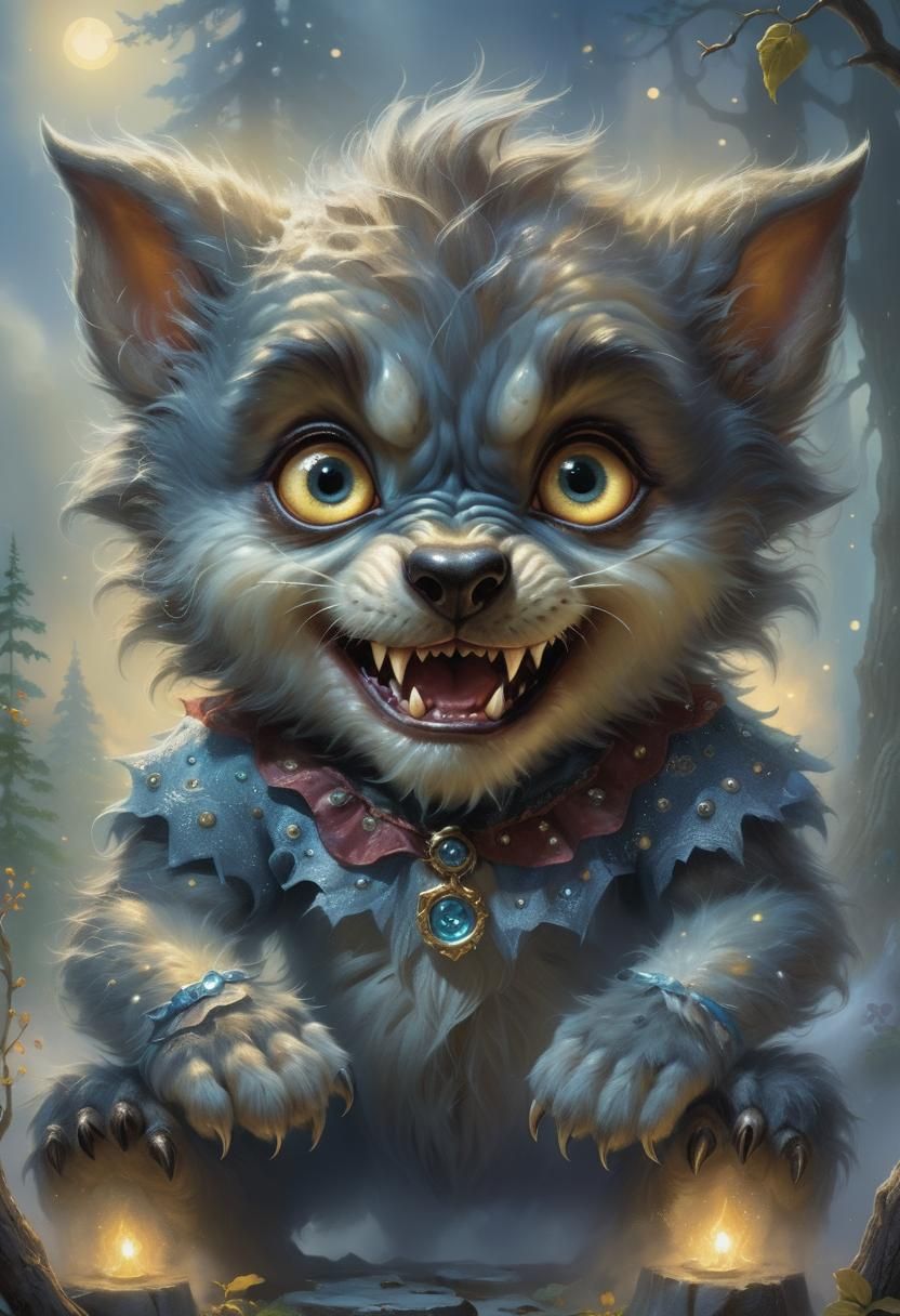Adorable Baby Werewolf with Glistening Eyes