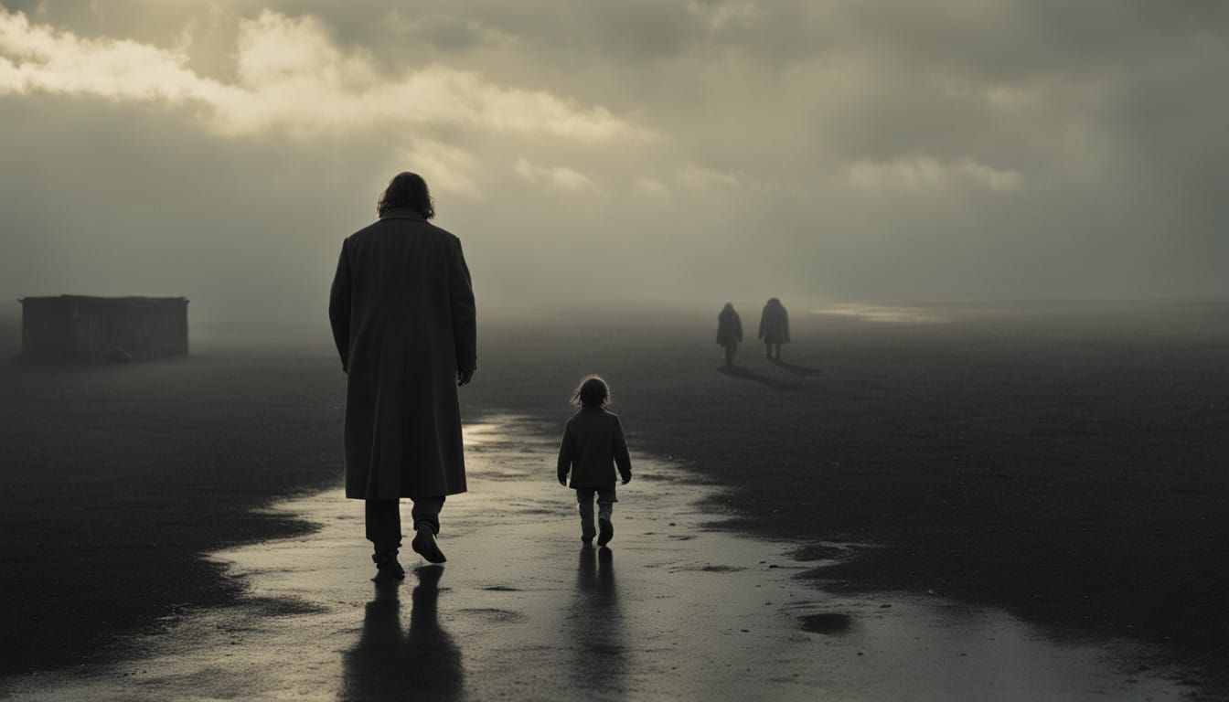 Melancholic Man Lost in Twilight Reflections