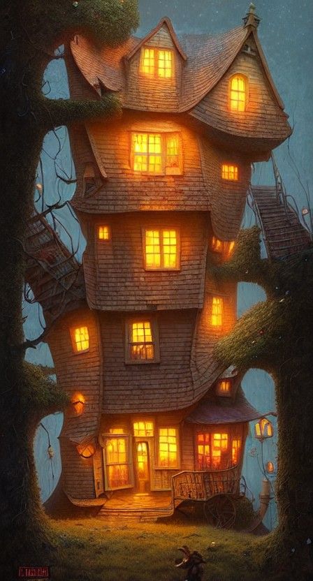 Crooked House Illustration Inspired by Andrews and Jean