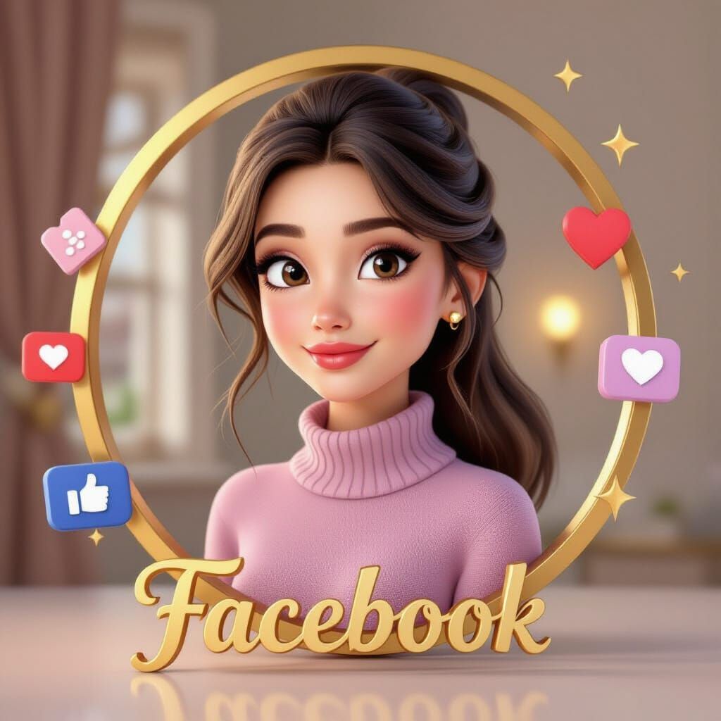 Pixar-Style Woman's Facebook Profile Portrait