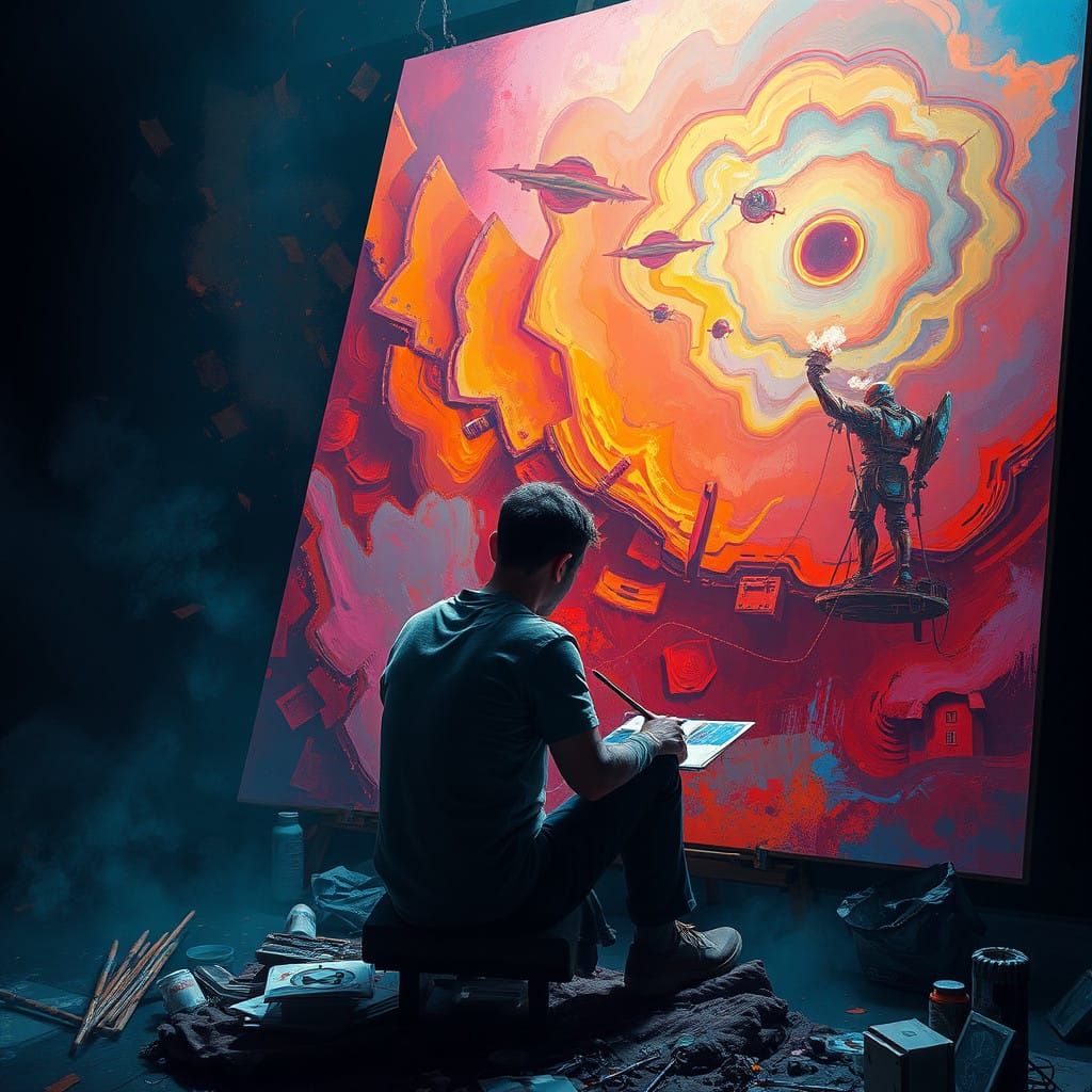 Master Artist Lost in Digital Matte Painting Creation