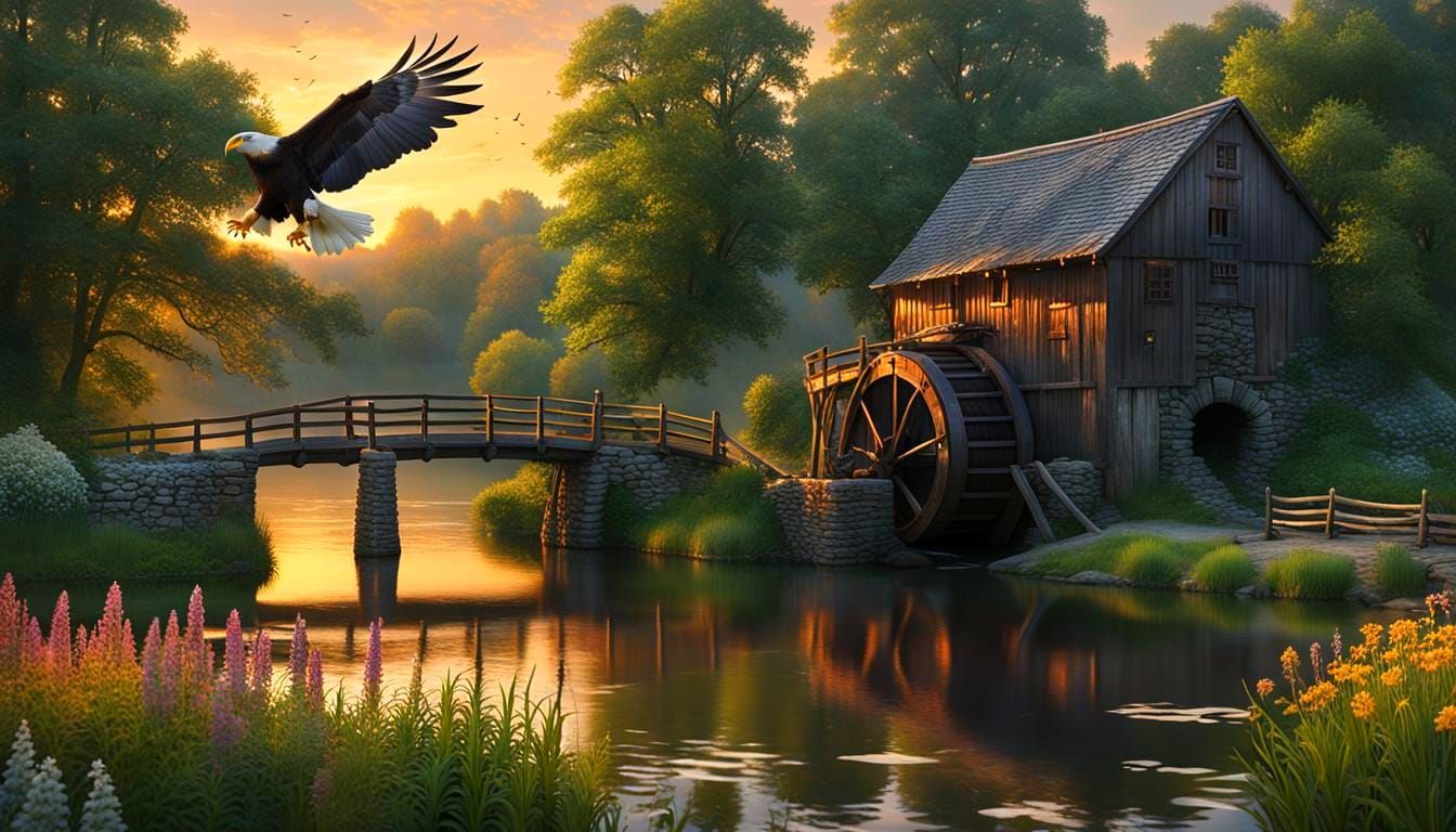 Pennsylvania Pond at Sunset: A Detailed Matte Painting