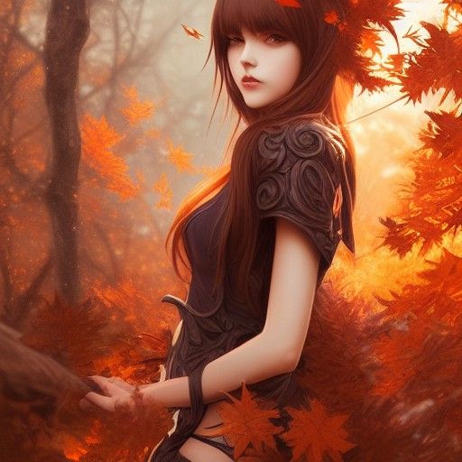 Autumn Goddess in Digital Art Style