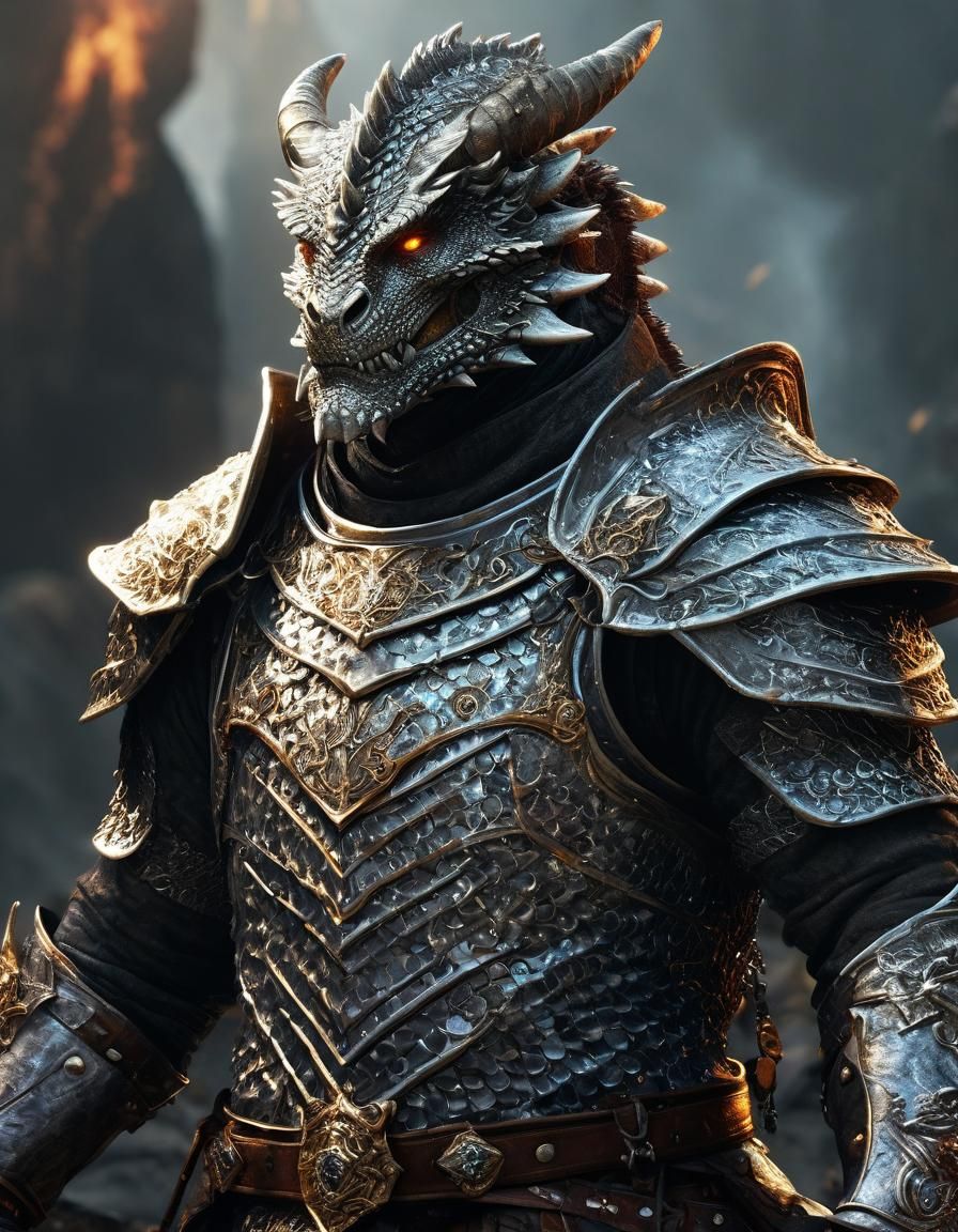 Dragonborn Hero with Sunfire Sword: High-Fantasy Portrait