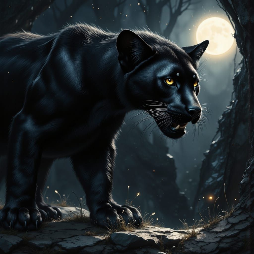 Black Panther Moonlight Sketch in Albrecht Dürer Style