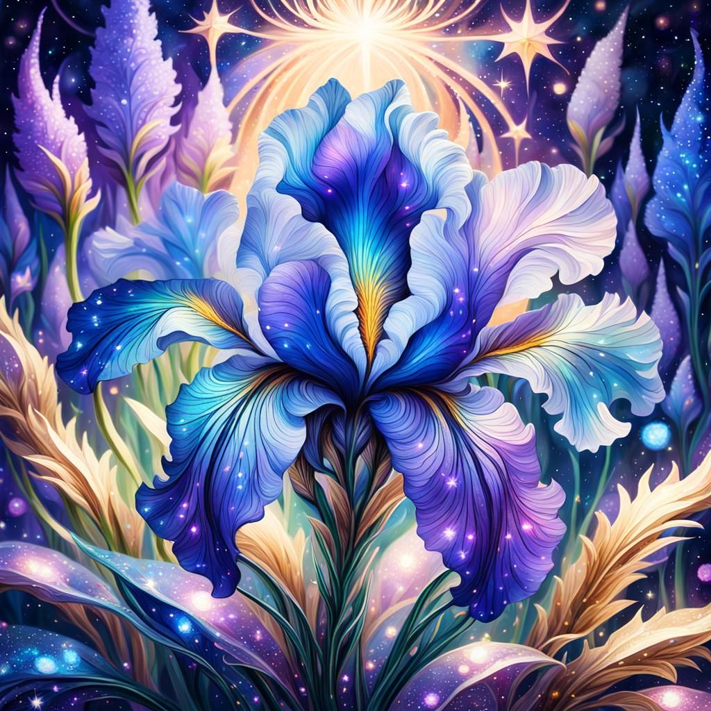 Cosmic Creature on Flower, Fantasy Art