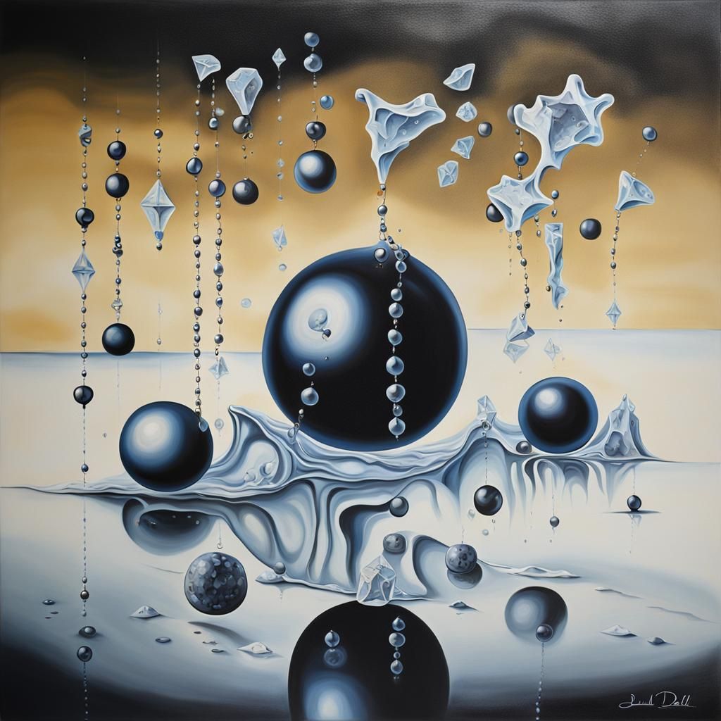 Surreal Melting Frame with Pearls and Diamonds