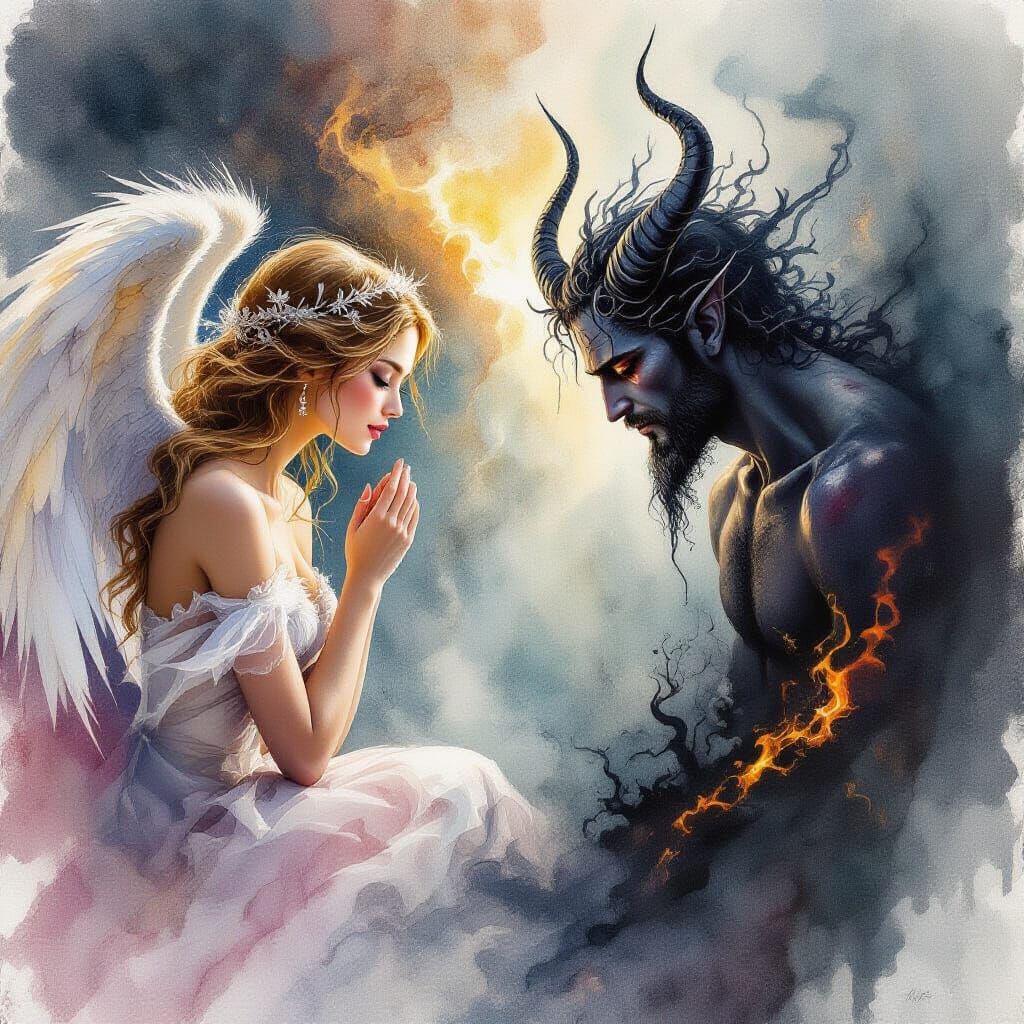 Duality Diptych: Love and Hate in Watercolor and Ink