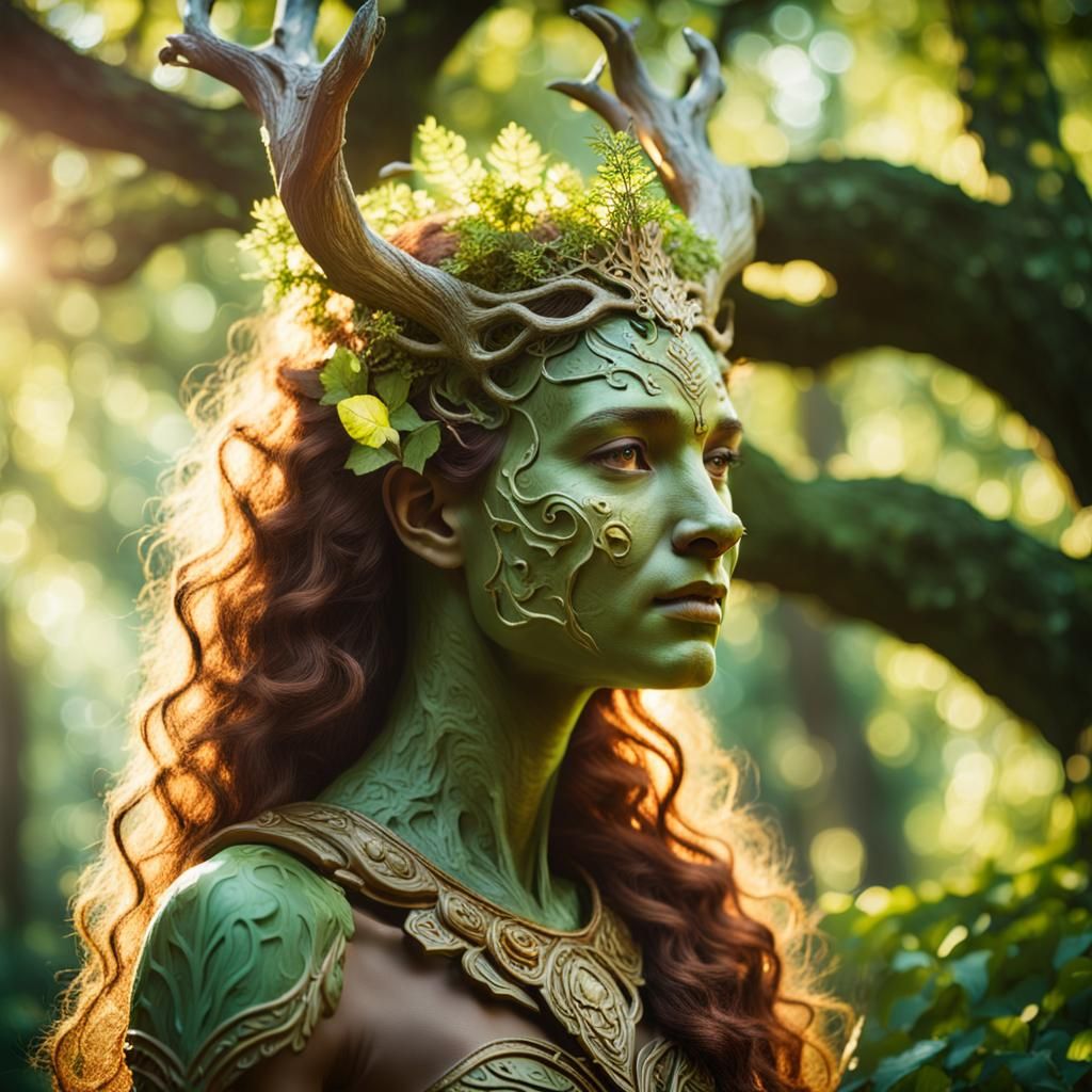 Majestic Centaur Tree Spirit Queen in Forest