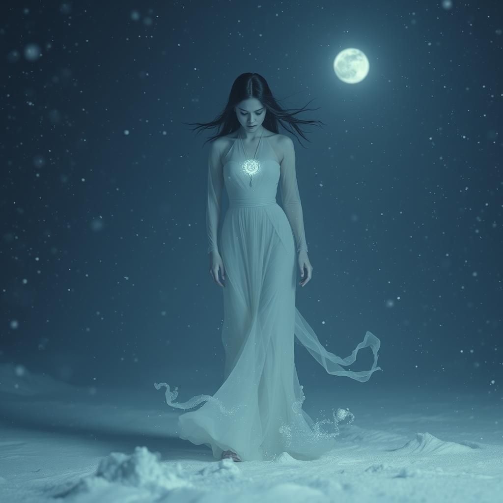 Yuki Onna Spirit in Intense Snowstorm