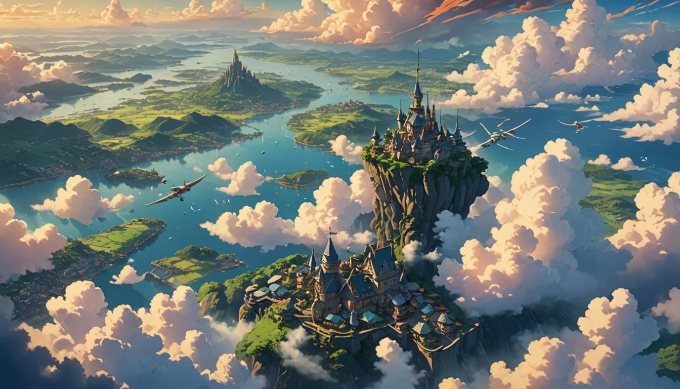 Stitch Flies: Ghibli-Style Anime Key Visual