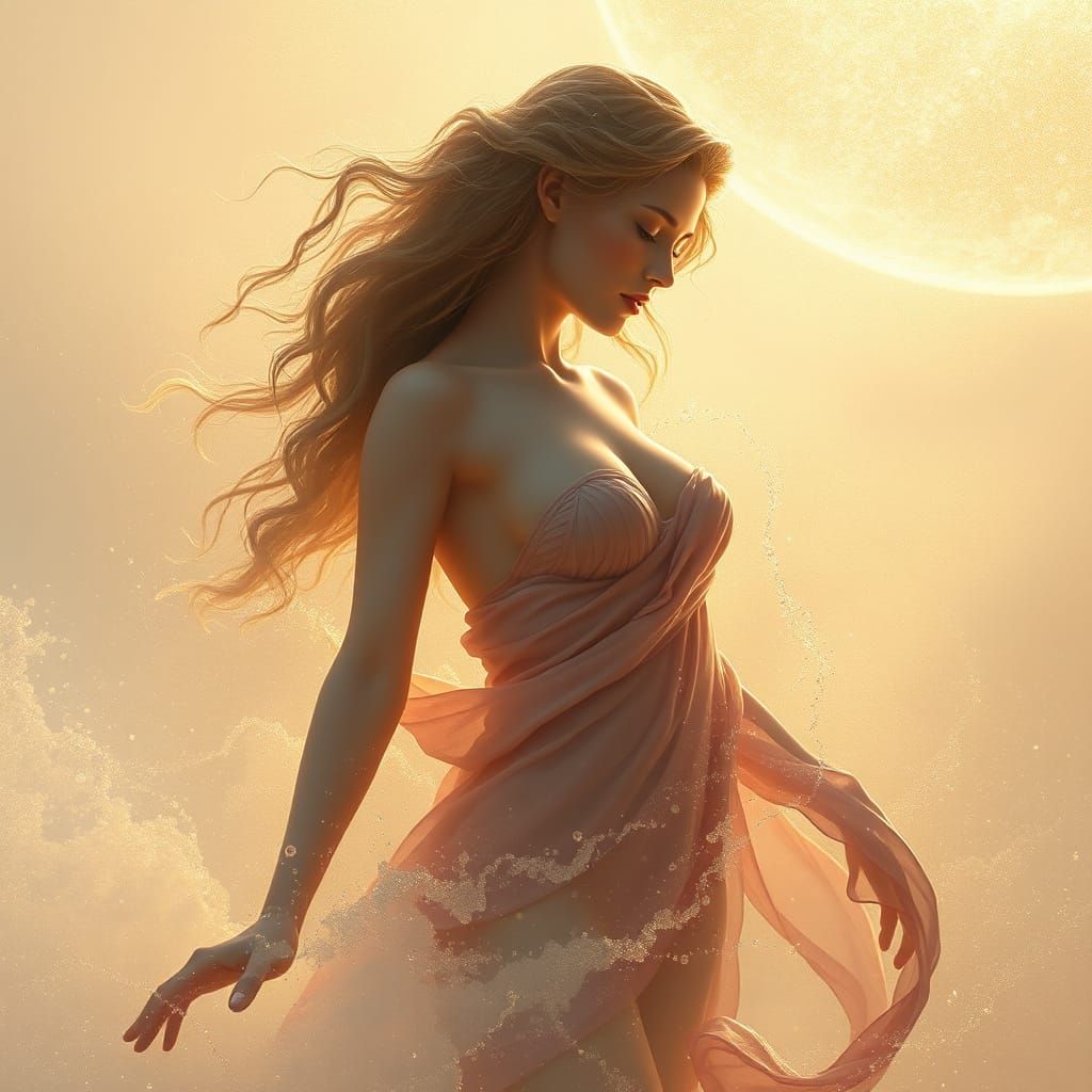 Aphrodite Emerges from Sea Foam: Fantasy Art