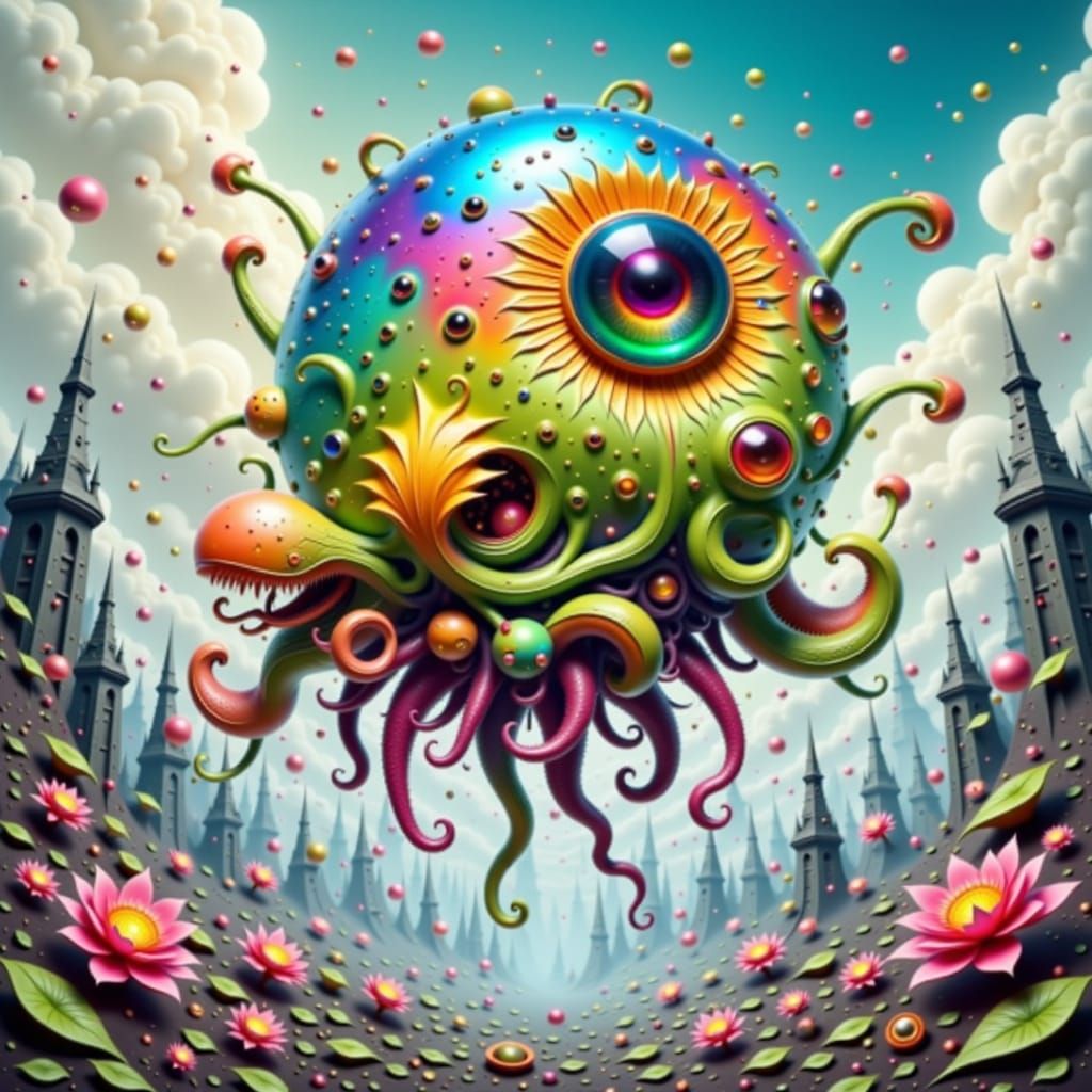 Glowing Alien Plant in Sci-Fi Landscape