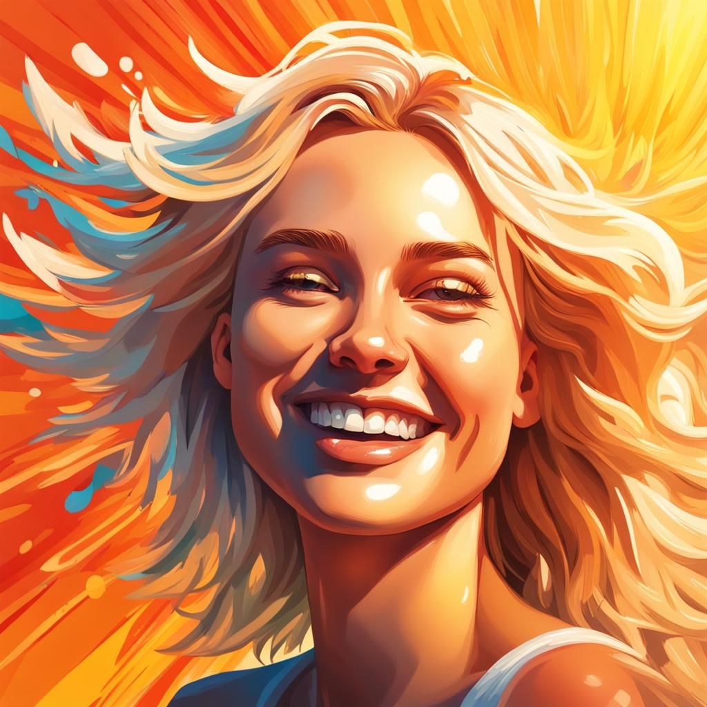 Hyperrealistic Sun with Smiling Woman Face