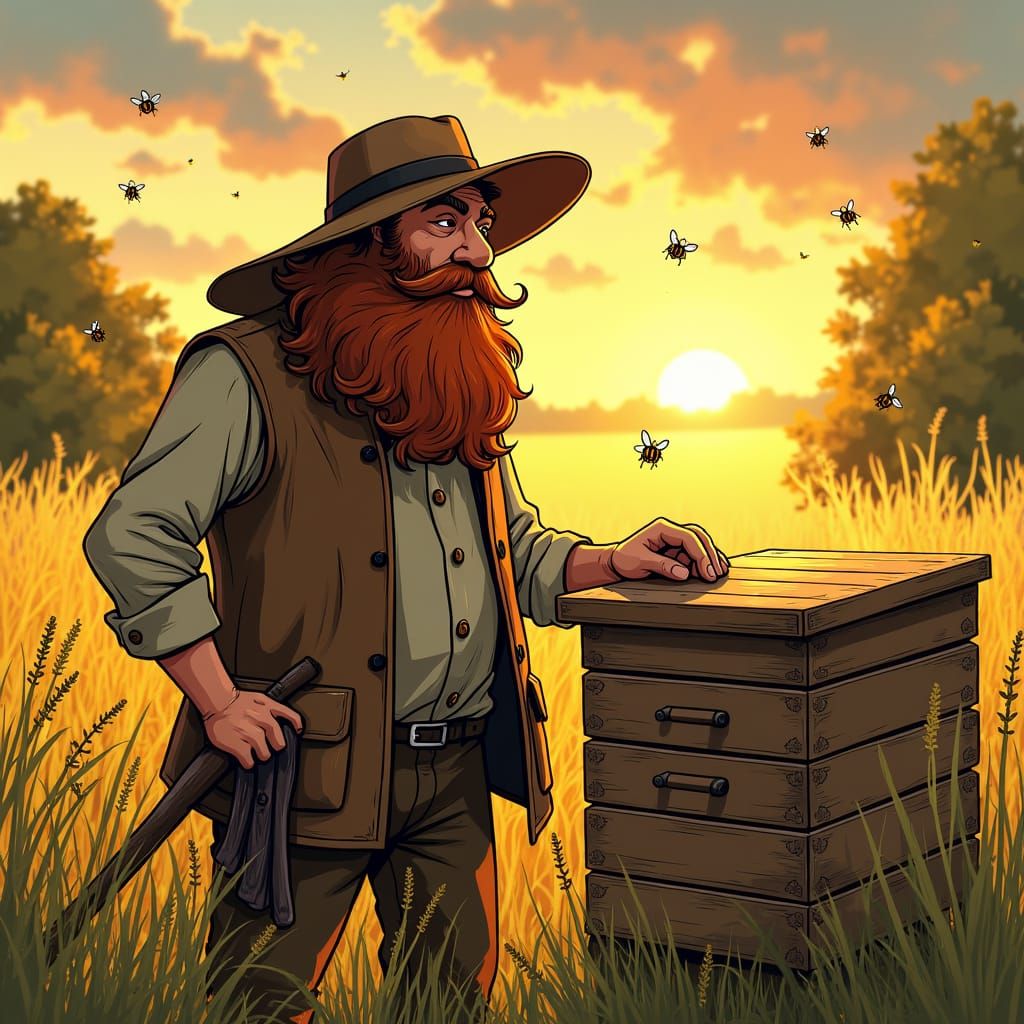 Honeybeard the Beekeeper in Anime Style